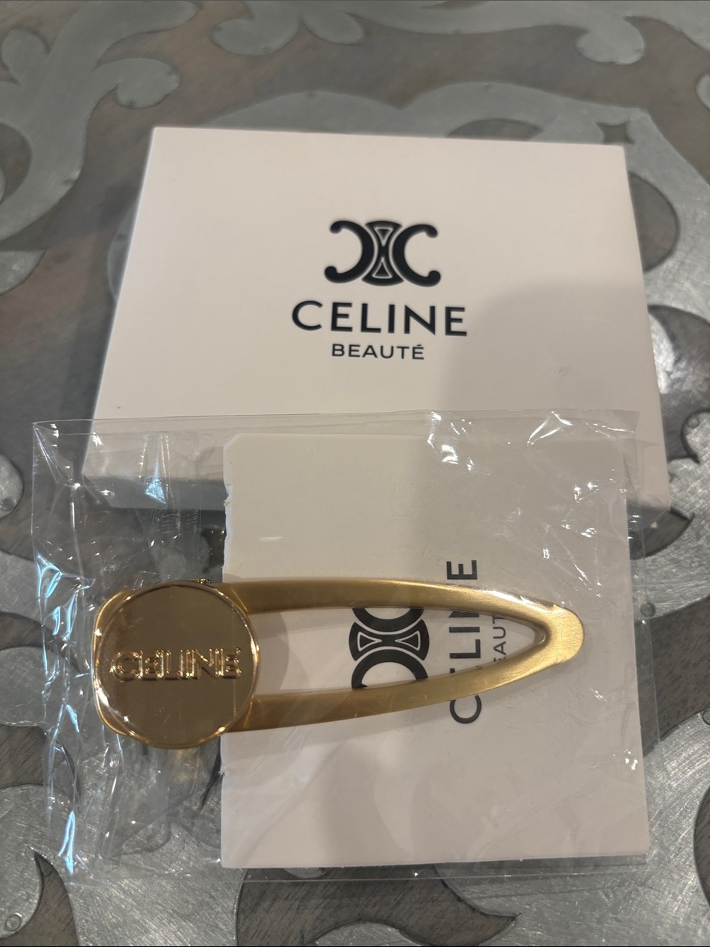 Celine Gold Logo Metal Hair Clip